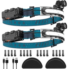 LED Headlamp Rechargeable, Super Bright 1000 Lumens 270° Wide Beam Headlamp with Motion Sensor,6 Lighting Modes, IPX4 Waterproof Head Lamp Suitable for Camping, Hiking, Working Hard Hat Headlight 2pcs
