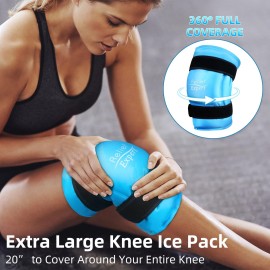 Relief Expert Knee Ice Pack Wrap Around Entire Knee, Large Ice Pack for Leg Soothing Discom...