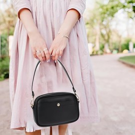 Purse Strap, Black Leather Bag Shoulder Handbag Handle Strap Replacement with Swivel Clasps for Wallet Crochet Pouch (Black)