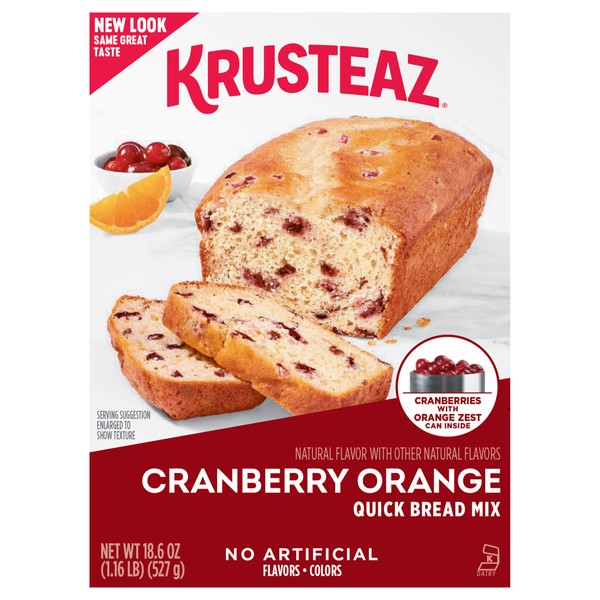 Krusteaz Cranberry Orange Quick Bread Mix, Made with Real Cranberries & Orange Zest, 18.6 oz Boxes (Pack of 12)