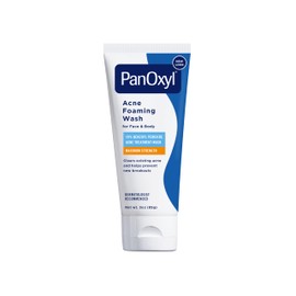 PanOxyl Acne Foaming Wash Benzoyl Peroxide 10% Maximum Strength Antimicrobial, 3 oz. - Travel Size