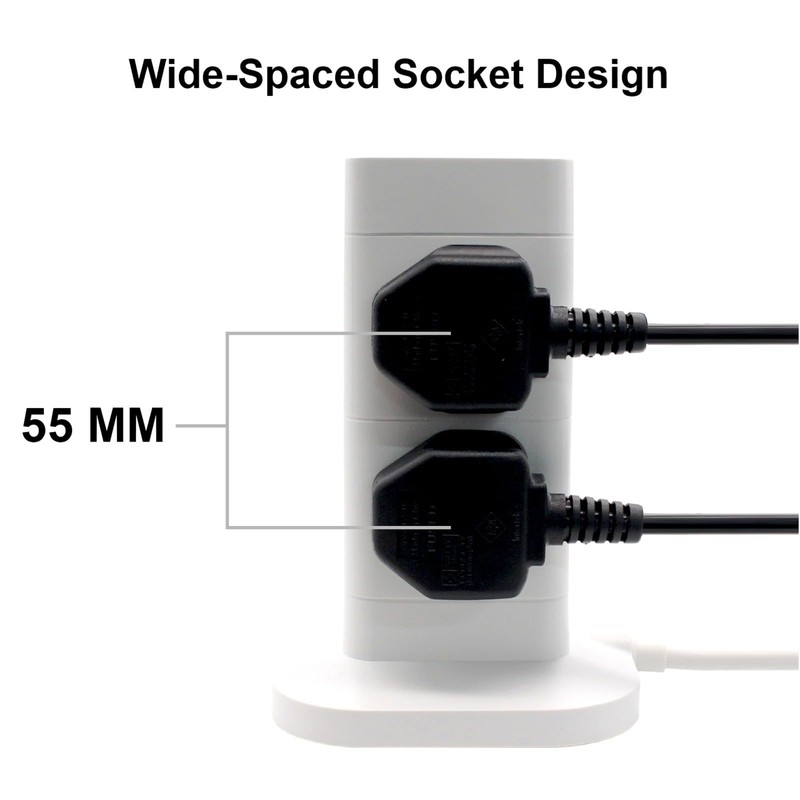 AJP Tower Extension Lead 4 USB Slots 8 Way Plug