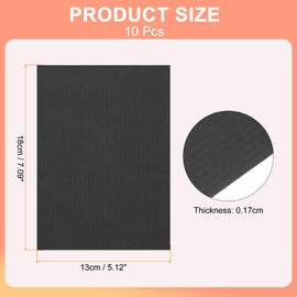Rebower Corrugated Cardboard Paper Sheets, Corrugated Paper Cardboard Inserts [for Craft and DIY Projects] - 7.1x5.1 Inch/Black/10 Pcs