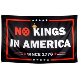 ZKflager No Kings In America Since 1776 Patriotic Funny Cool Flags Meme Flags Banner 3X5 Ft College Dorm Room Guys Man Cave Bedroom Outdoor Indoor Frat Bedroom Patio Garden Black