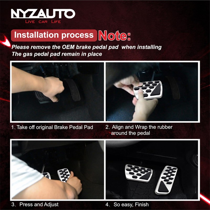 NYZAUTO Non-Slip Foot Pedal Pads Compatible with Wrangler JL 2018-up/Gladiator