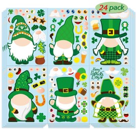 24 Sheets St. Patrick's Day, Make a face Sticker, Make Your Own Lucky Shamrock Leprechauns Face Stickers for Child, Craft DIY Stickers St. Patrick’s Day Party Favors