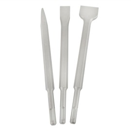 3pc SDS Plus Chisel Set 15mm Hex Shank Point/Flat Head 20 & 40mm Steel SIL082