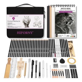 Juego Lápices Dibujo Hiforny HF-SPT70 70 Piezas Con Estuche Portátil Ideal Para Artistas