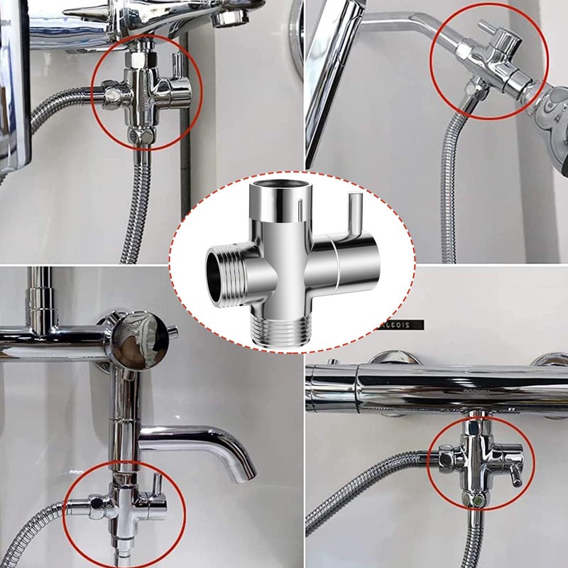 G1/2" Shower Diverter Valve - 3-Way Shower Splitter with Rubber