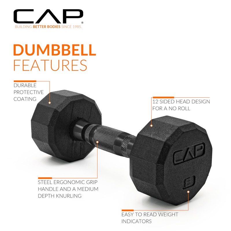 CAP Barbell CAP Barbell 12-Sided Coated Dumbbell with Black Handle,