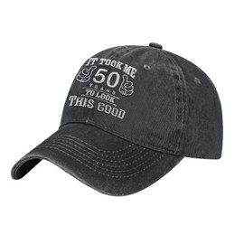 RNFENQS It Took Me 50 Years to Look This Good Baseball Cap, Embroidered 50th Birthday Gifts Vintage Cotton Hat Black