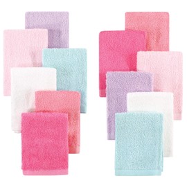 Hudson Baby Unisex Baby Rayon from Bamboo Woven Washcloths 12pk, Pink Lilac, One Size