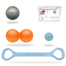 Massage Ball, Lacrosse Ball Massage Ball Therapy for Myofascial Release, Ball for Plantar Fasciitis Relief, Hard Ball,with Extra Soft Peanut Ball,Stretch Band