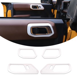 RERPRO Inner Door Handle Scratch Protector Cover Frame Trim Compatible with 2021 2022 2023 2024 Ford Bronco Interior Accessories Door Switch Handle Decoration Sticker Decor Decal 4 Pack White