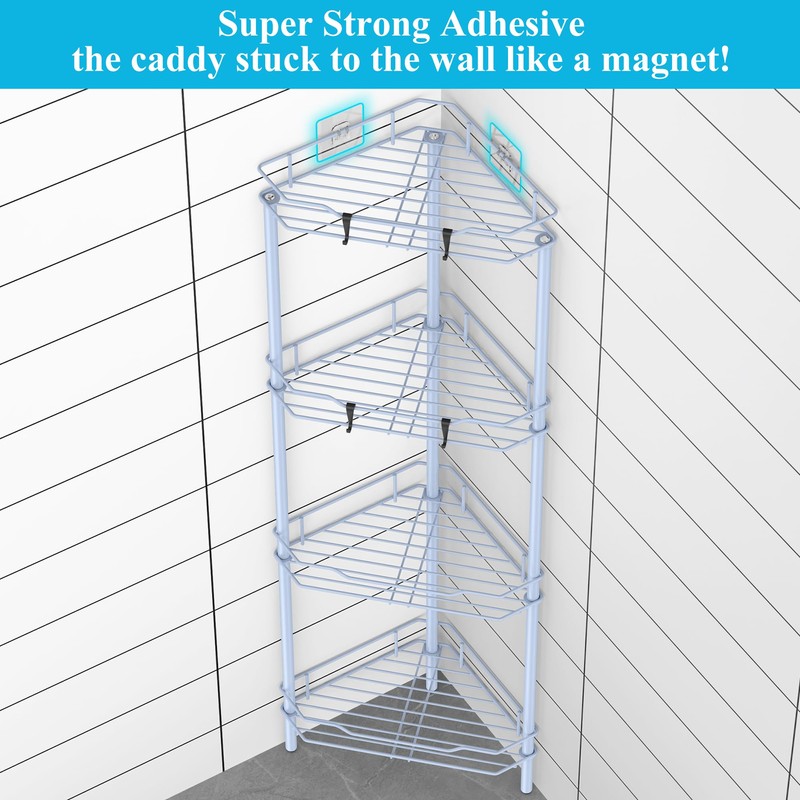 HuggieGems 4 Tier Floor Standing Corner Shower Caddy Organizer Shelf