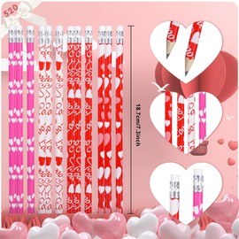emzrivo 120 PCS Valentines Pencils Valentine's Day Pencils Bulk Holiday Pencils with Erasers Pencils for Valentine's Day Party Favors, 4 Style(120)