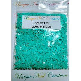 Unique Nail Creations GUITAR SHAPE~U Choose Color~ Glitter Shapes~Acrylic - Lagoon Teal