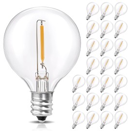 Seentech 25 Pack G40 Replacement LED Light Bulbs E12 Candelabra Base 1Watt to Equivalent to 5 Watt Warm White 2700K Choice for Warm, Globe String Lights & Home Decor