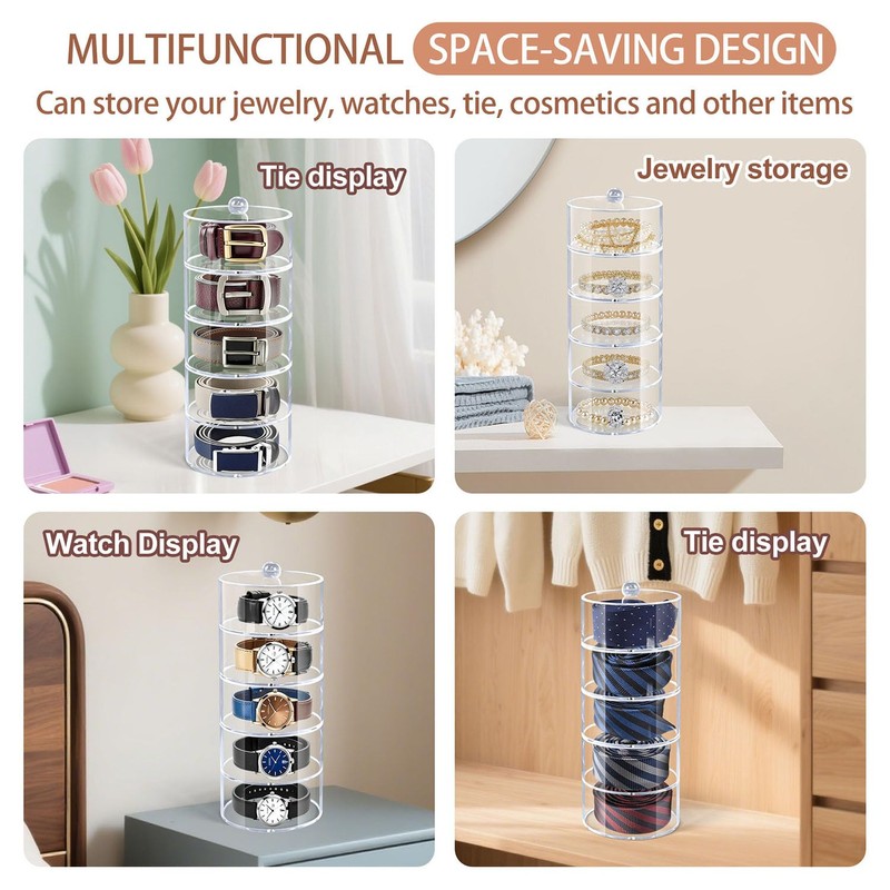 Oubou Belt Organizer, 5-Tier Acrylic Belt Storage & Holder for