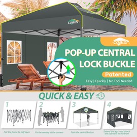 COBIZI 10x10 Pop up Canopy Tent with Sidewalls One Person Setup, Easy Outdoor Commercial Event Gazebo Shelter Enclosed Waterproof, with Air Vent, 4 Sandbags for Garden,Party,Grey