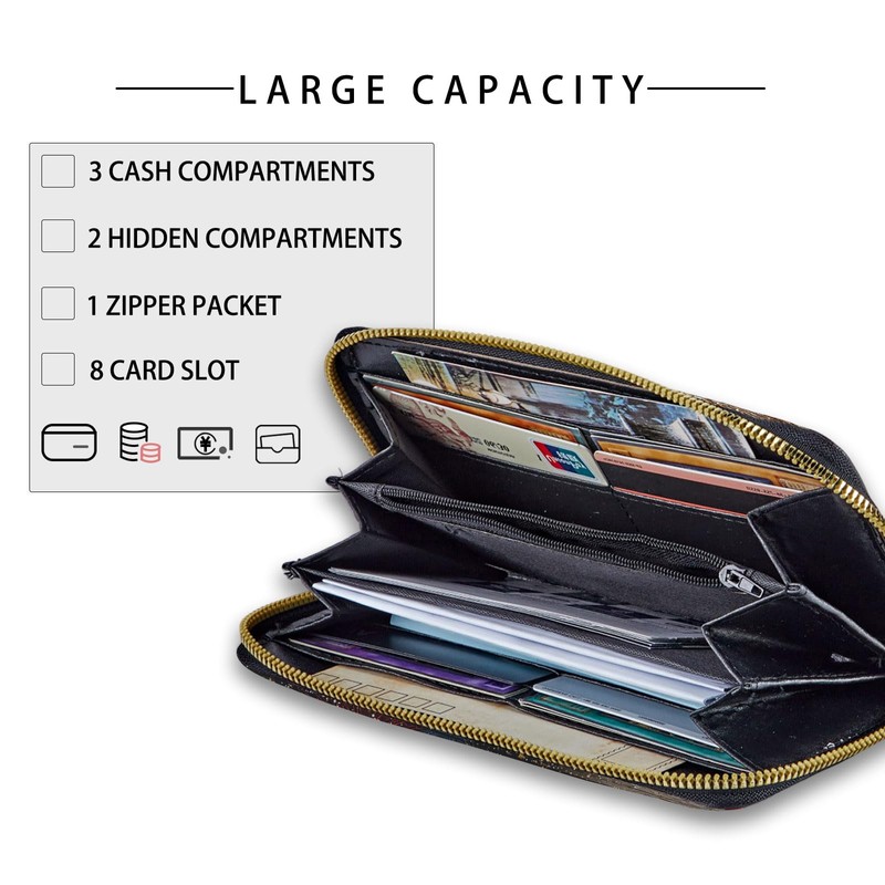 Vobber RFID Blocking Zip Around Wallet for Women with Detachable