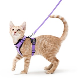 rabbitgoo Cat Harness and Leash for Walking, Escape Proof Soft Adjustable Vest Harnesses for Cats, Easy Control Breathable Reflective Strips Jacket, Light Purple, XS