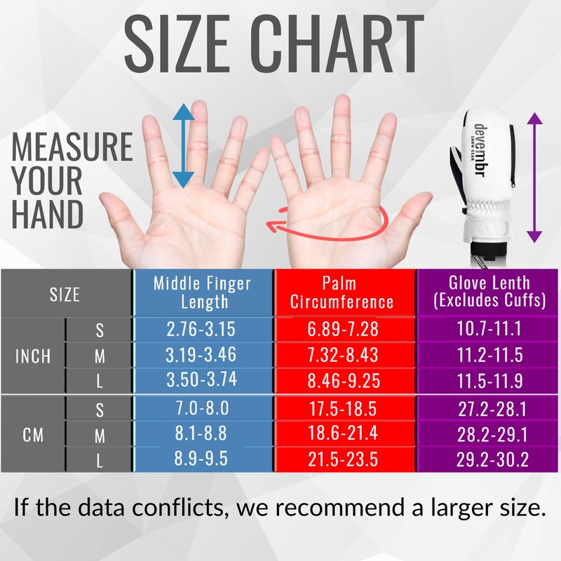 devembr Ski Mittens with Wrist Guards and Undercuff Design, Snowboard