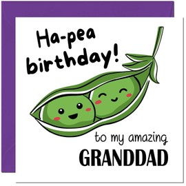 Granddad Birthday Card for Men Women Cute Pea Funny Birthday Cards for Granddad Grandpa