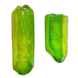 Amazing Gemstone 2 Pieces Apple Aura Quartz Raw Pencil Points Crystals and Healing Stones, Natural Rocks for Meditation and DIY Raw Point Stones and Crystals