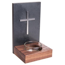 FRITZ COX Holy Kettle: Stone Walnut with Cross Stainless Steel