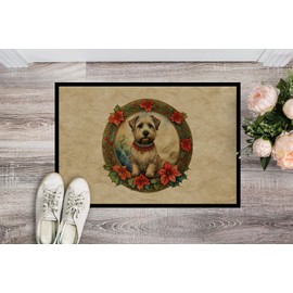 Caroline's Treasures DAC2370JMAT Glen of Imaal Terrier Christmas Flowers Doormat Front Door Mat Indoor Outdoor Rugs for Entryway, Non Slip Washable Low Pile, 24H X 36W