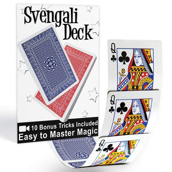 Magic Makers Svengali Deck- Easy Magic Card Trick Kit - Assorted Red or Blue Back Includes 10 Bonus Tricks Online