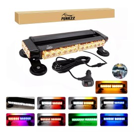 PUNKZZ Barra Torreta Estrobo Codigo Leds Con Base Magnética 14 PuLG
