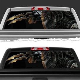 VSDecals Predator Character Cinema Warrior Perforated Film Car Accessories Truck Window Wrap Car Truck Decal Car Idea SUV Decal for Truck N781 FRST (14Wx53L)