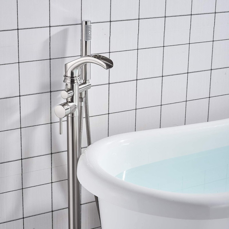 Senlesen Bathroom Single Handle Freestanding Bathtub Faucet Floor Mounted Waterfall