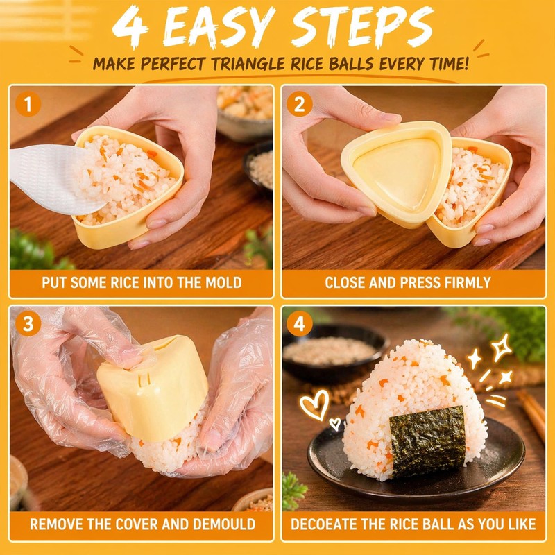 FUNGYAND Musubi Press Mold Kit, 8-in-1 Rice Mold Set with
