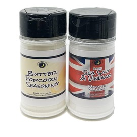 Premium | POPCORN SEASONINGS | 2 Pack | Butter Flavor | British Sea Salt & Vinegar | Crafted in Small Batches | A gourmet twist on the classic salty snack duo—rich and buttery meets zesty and refined.