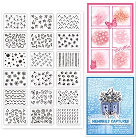 GLOBLELAND Mini Marks Pattern Clear Stamps Background Rubber Clear Stamps Star Heart Backgroun Clear Stamps for DIY Scrapbooking Photo Album Decorative Cards Making 6.3x4.33inch
