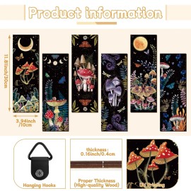 Kigley 6 Pcs Mushroom Wall Decorations Boho Wall Decor Sun Phases Wall Art Mi...