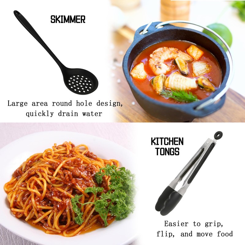 GreatChef Silicone Kitchen Utensils Set of 10 for Cooking Serving