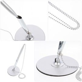 Operitacx Pen Holder Vertical Holder e Guest for Ballpoint Pens Decorative Signature Sign Hotel Security Silver Desk Writing with Fixed Chain Multifunctional Book