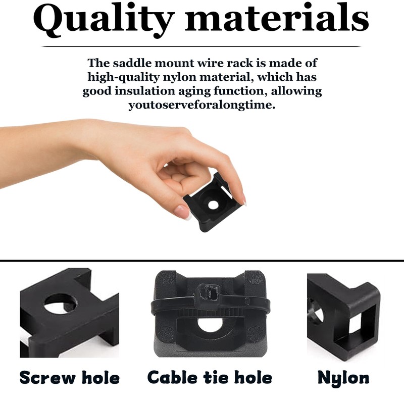 Pack of 600 Screw-On Cable Ties Holder, Cable Fastening, Cable