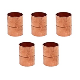 Copper Fitting 1/2 Inch (HVAC Outer Dimension) 3/8 Inch (Plumbing Inner Dimension) - Straight Copper Coupling Fittings With Rolled Tube Stop & HVAC – 99.9% Pure Copper - 5 Pack