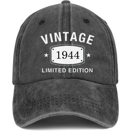 QDQDSD 80th Birthday Gifts for Men Women Vintage 1944 Baseball Cap Embroidered 80 Year Old Hat, Black2-1944, One Size