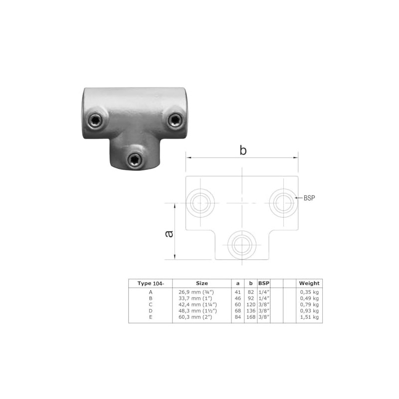 WITTKOWARE Pipe Connector Made of Galvanised Malleable Cast Iron for