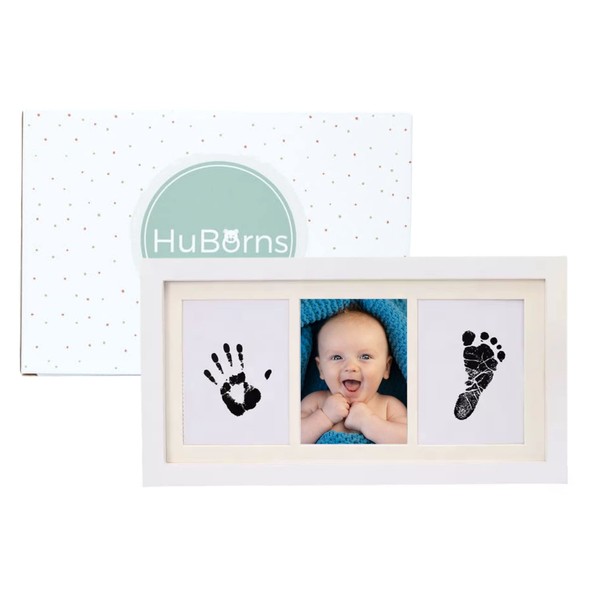 HuBorns - Baby Footprint Frame with Hand Ink and Footprint - Newborn Gift Kit - Quality Photo Frame Perfect for Decoration - Rectangular Design