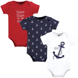 Hudson Baby Unisex Baby Cotton Bodysuits, Nautical Anchor, 0-3 Months