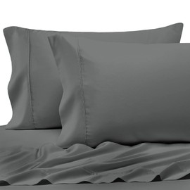 Pizuna Cotton King Pillow Cases 2 Pack Grey Dark, 400 Thread Count 100% Long Staple Combed Cotton Sateen Weave Pillowcase with Stylish 10 cm Hem (100% Cotton King Pillow Covers Grey Dark)