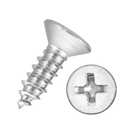 Kozelo 100pcs Phillips Flat Head Wood Screws - [ST4.2x14mm] 304 Stainless Steel Countersunk Self Tapping Screws for Furniture Assembly, Interior Trim, Outdoor Construction, Silver