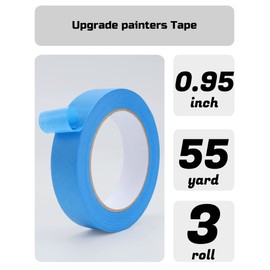 Lichamp Blue Painters Tape Bulk, 3 Pack 0.95 inch by 55 Yards Painters Tape Blue Masking Paper Tape for Wall Painting